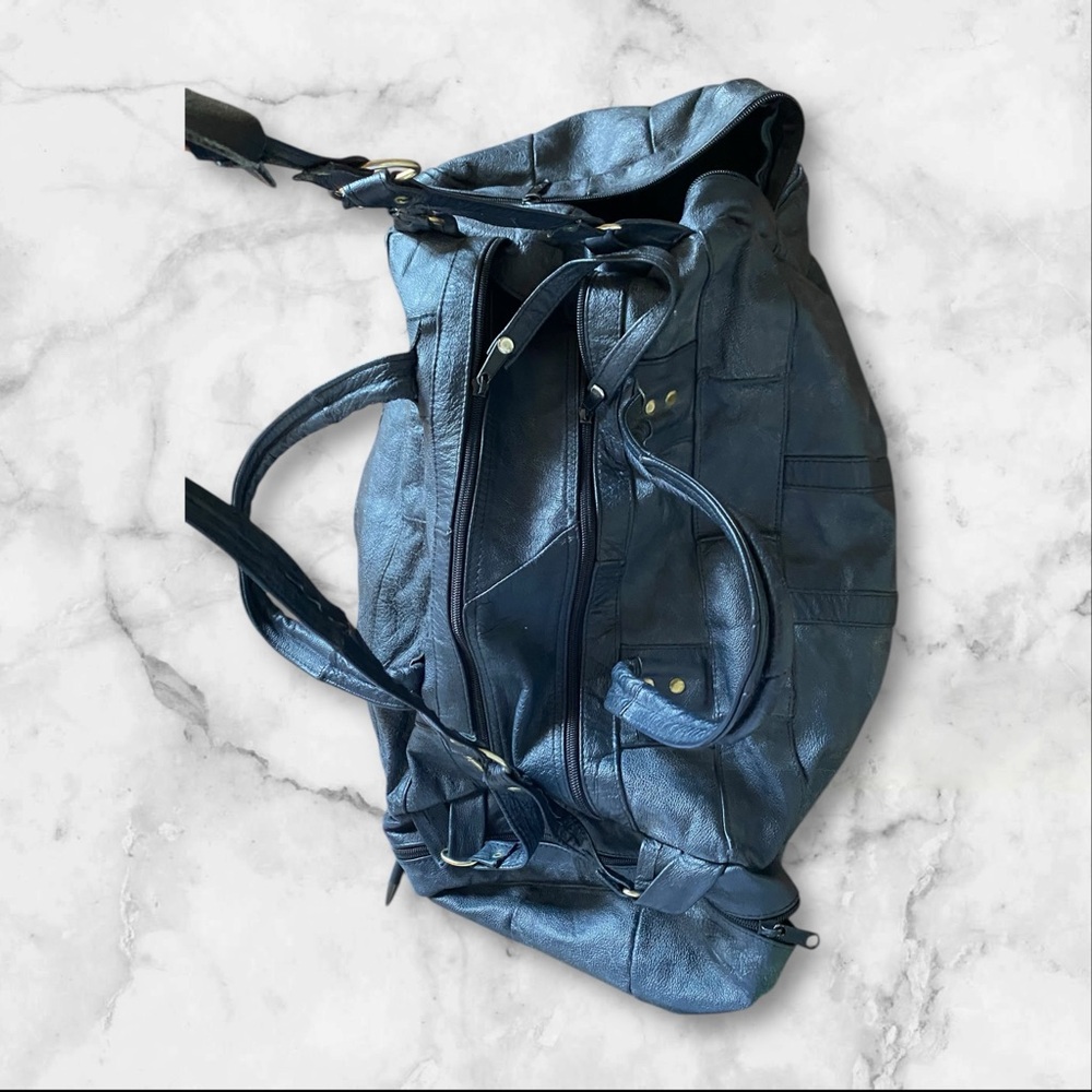 Patchwork Leather Duffel Bag Great Condition - image 5